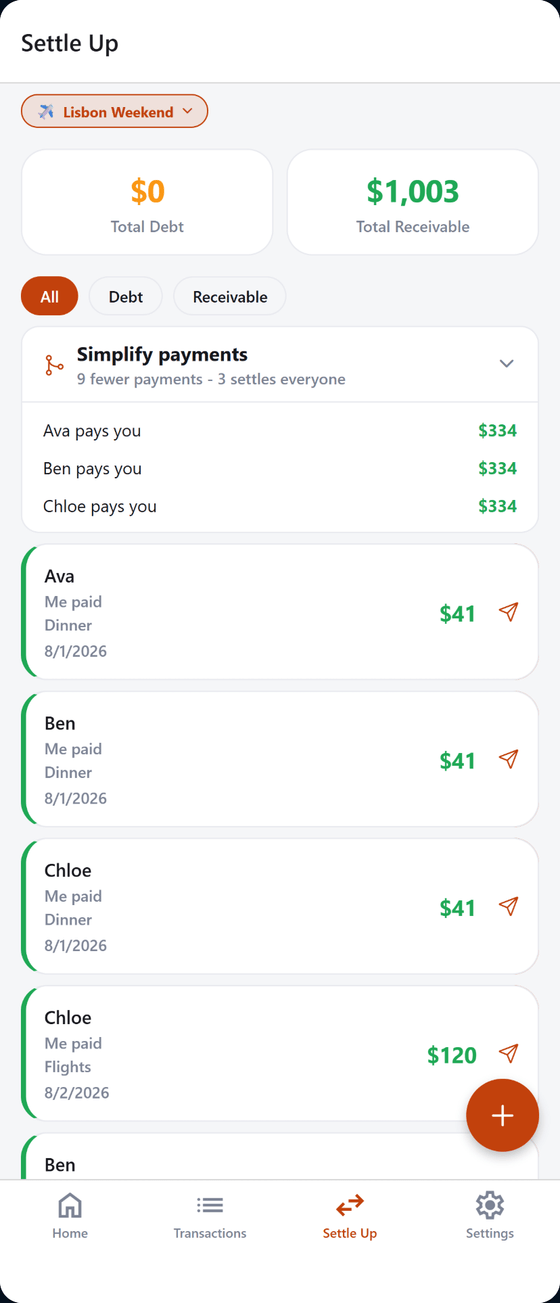 MuCash running on a phone