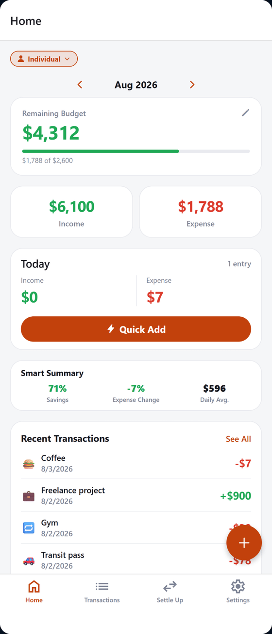 MuCash running on a phone