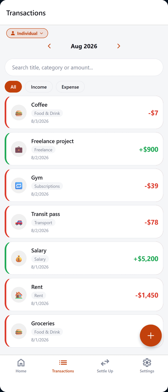 MuCash running on a phone