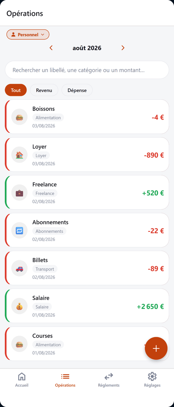MuCash sur un téléphone